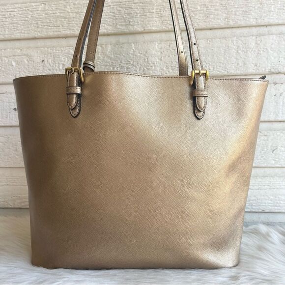 MICHAEL KORS Gold Champagne Pocket Jet Set Hamilton Voyager Tote - Picture 6 of 10